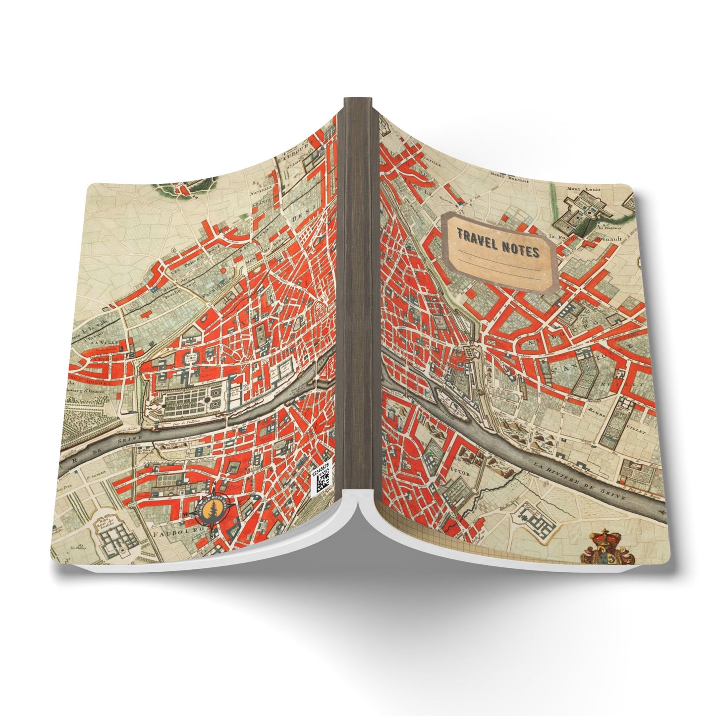 Paris Vintage Map  | Softcover Travel Journal with Inside Illustrations