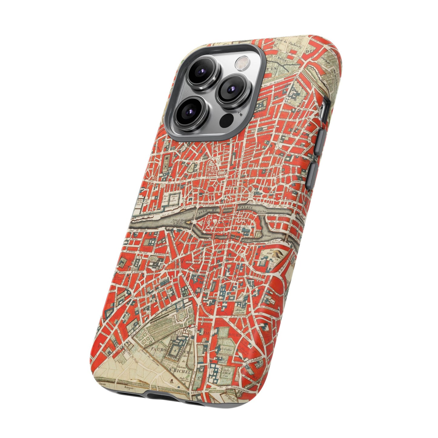 Retro Red Paris Map iPhone Case