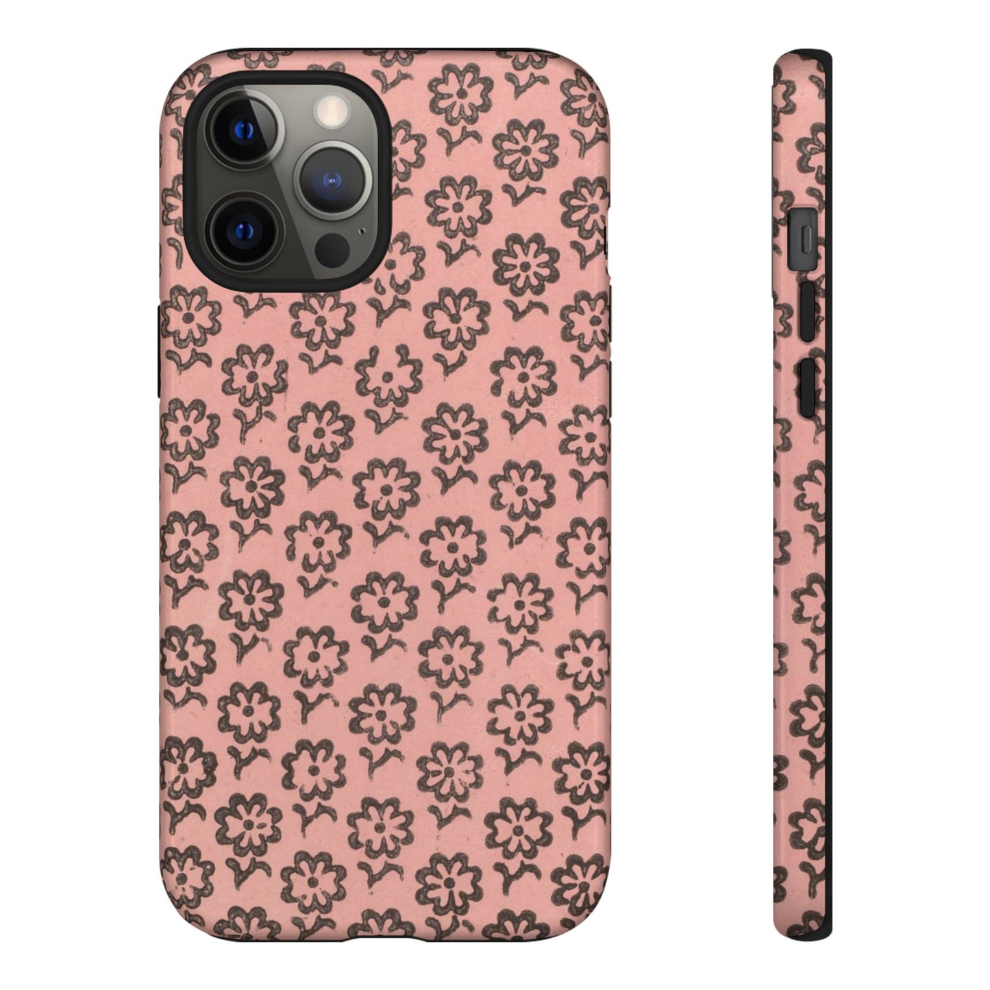 Dutch Pink & Brown Scattered Pattern Floral iPhone Case