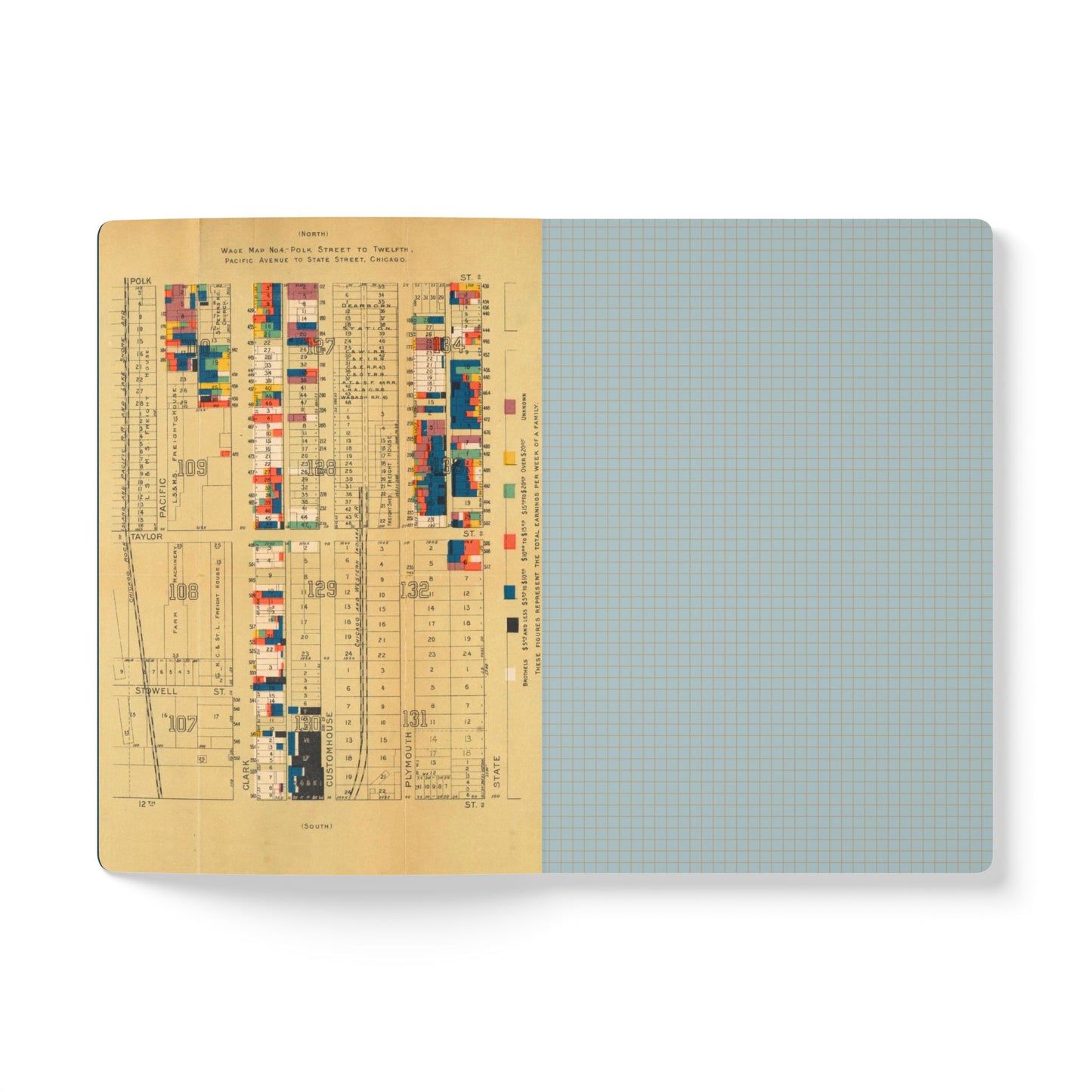 Chicago Vintage Wage Map | Softcover Notebook with Inside Maps