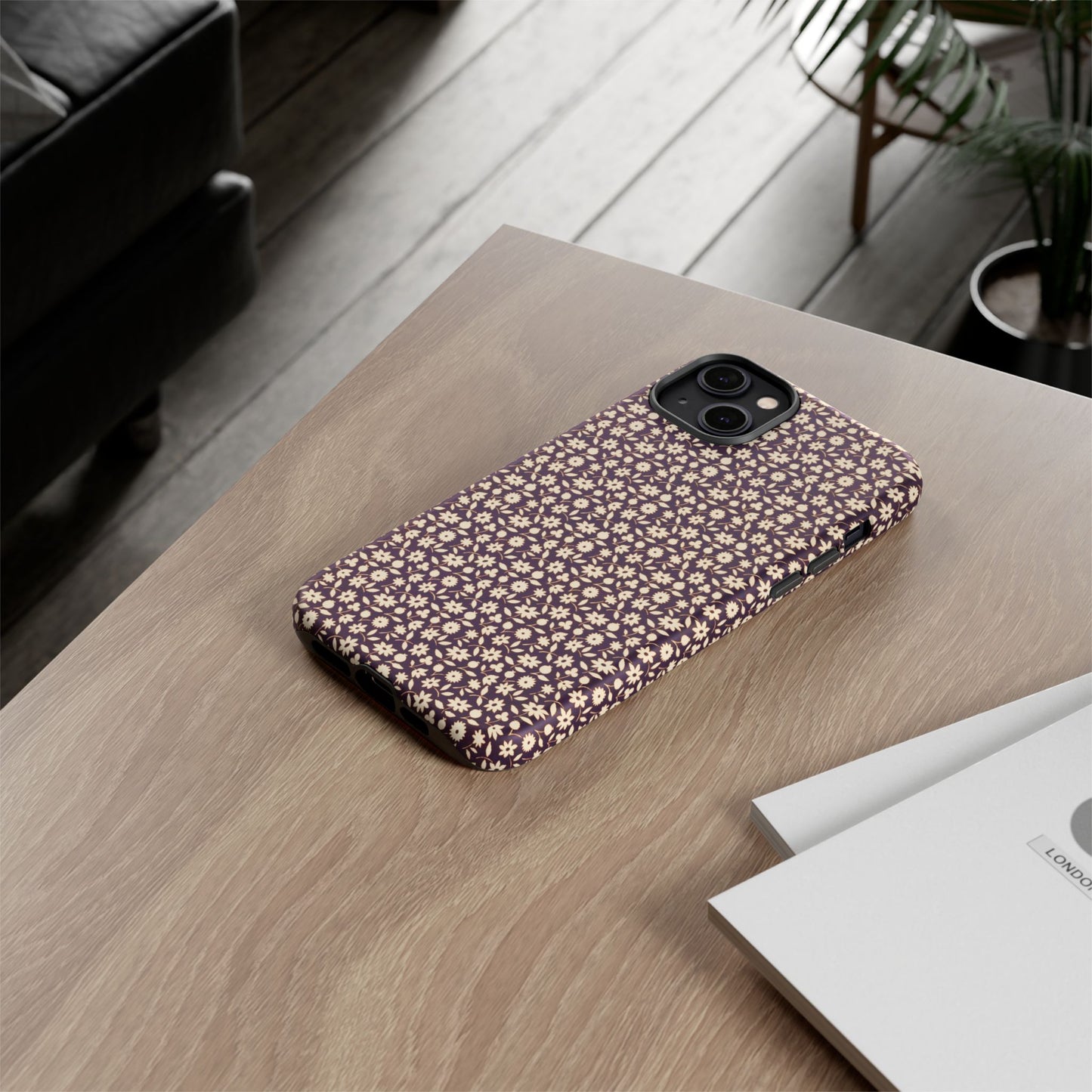 Coffee and Cream Vintage Floral Pattern iPhone Case