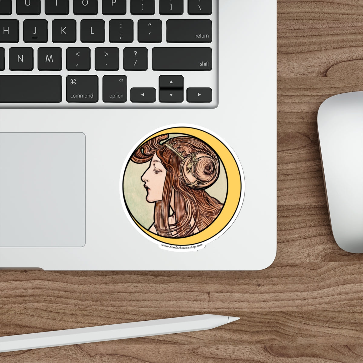Crescent Moon Art Nouveau Sticker :: All-Weather, Water-Resistant Vinyl (5 sizes)