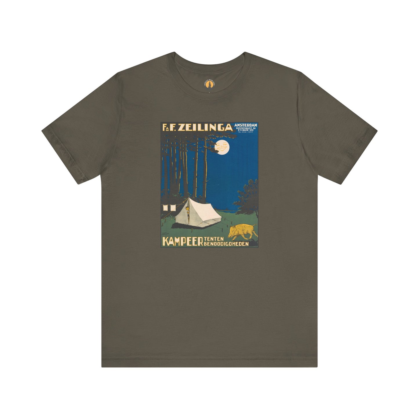 Amsterdam Tent Camping Vintage Tee | Full Moon Forest Adventure