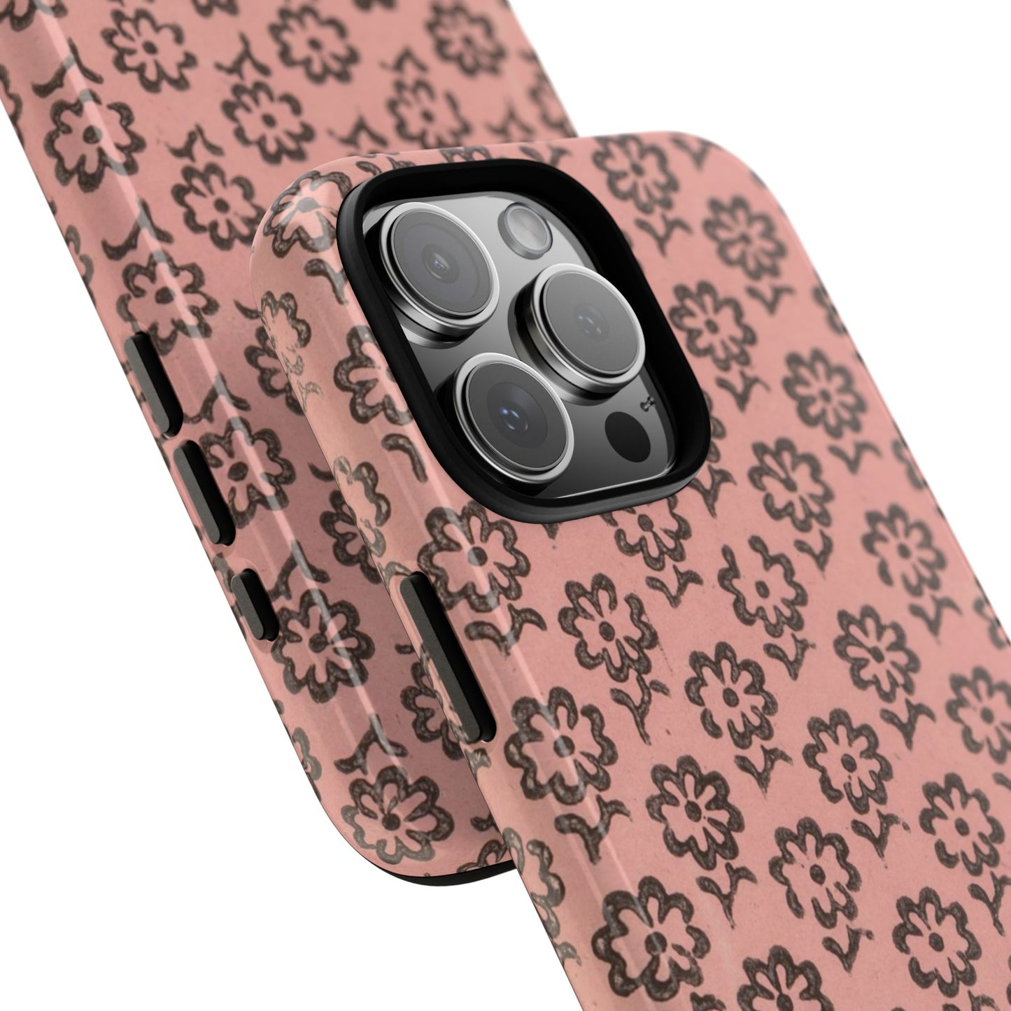 Dutch Pink & Brown Scattered Pattern Floral iPhone Case