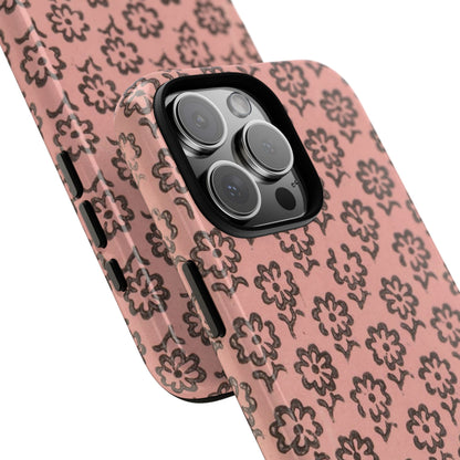 Dutch Pink & Brown Scattered Pattern Floral iPhone Case