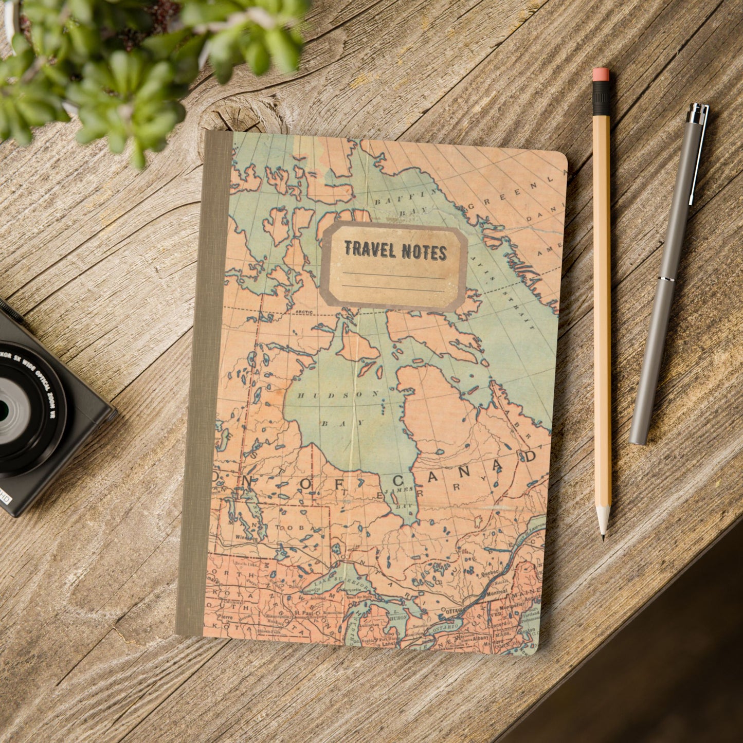 North America Vintage Map |  Softcover Travel Journal with Inside Illustrations