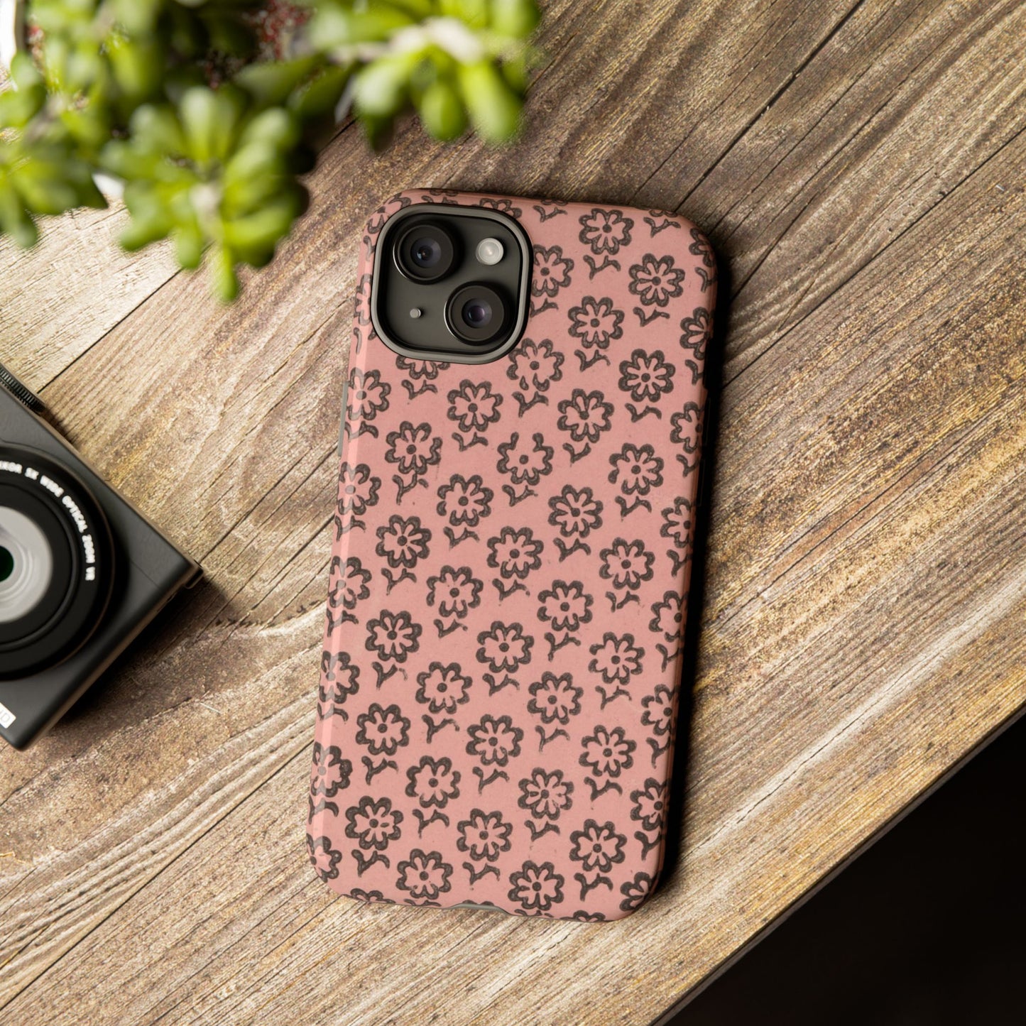 Dutch Pink & Brown Scattered Pattern Floral iPhone Case