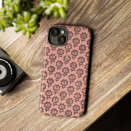 Dutch Pink & Brown Scattered Pattern Floral iPhone Case