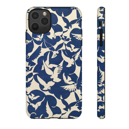 Blue Sky Birds Flying Retro iPhone Case