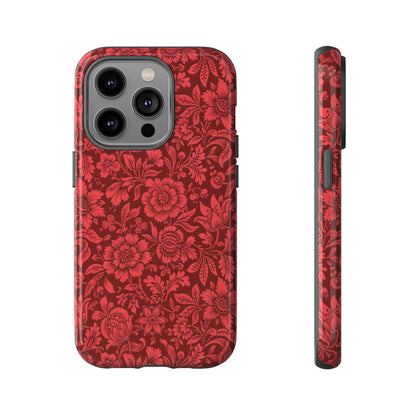 Vintage Crimson Floral Botanical iPhone Case
