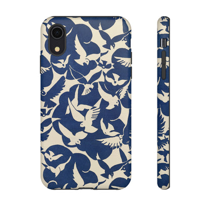 Blue Sky Birds Flying Retro iPhone Case