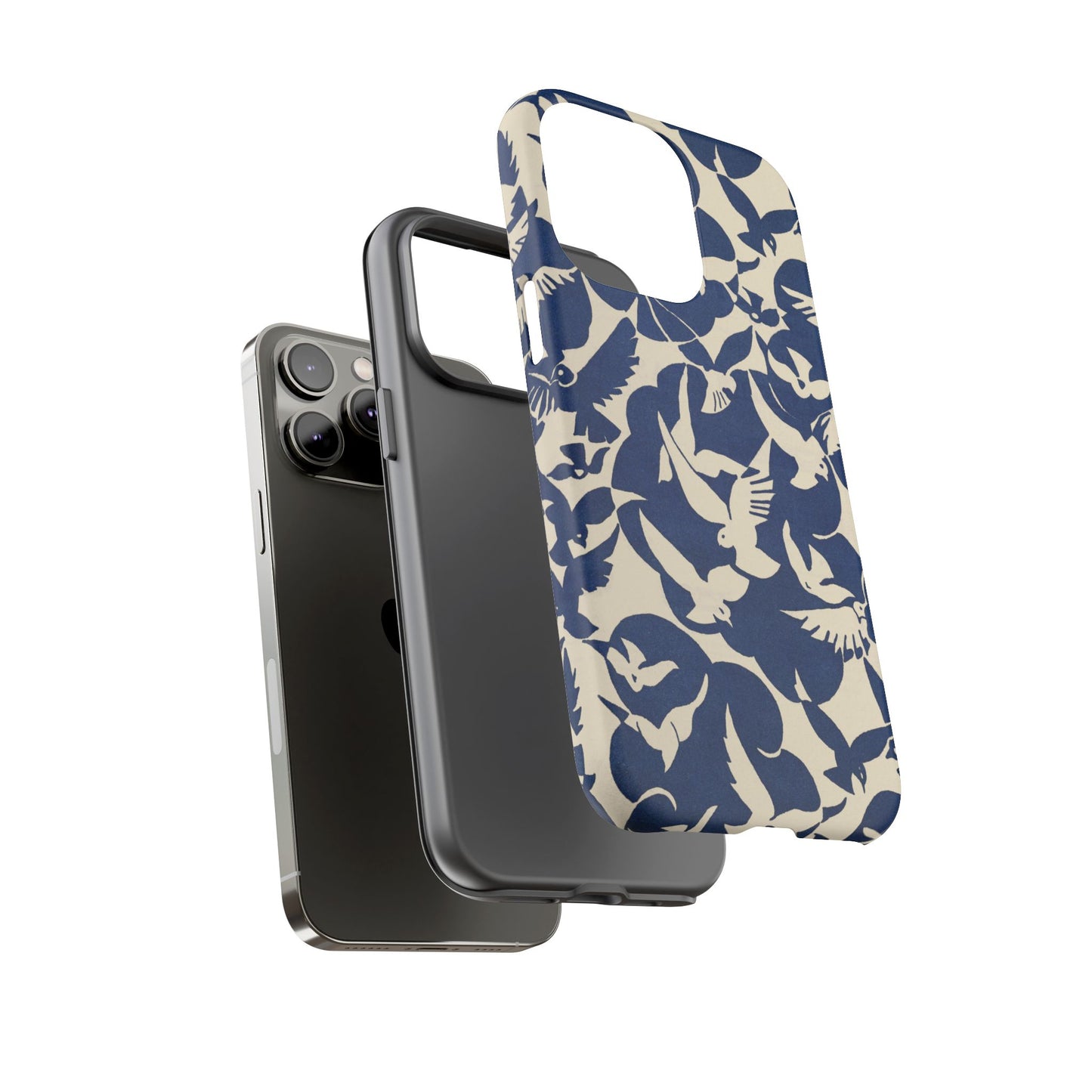 Blue Sky Birds Flying Retro iPhone Case