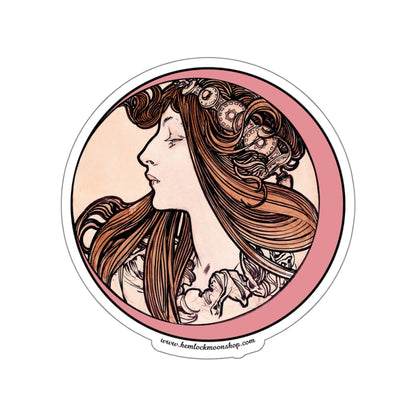 Pink Moon Art Nouveau Sticker :: All-Weather, Water-Resistant Vinyl (5 sizes)