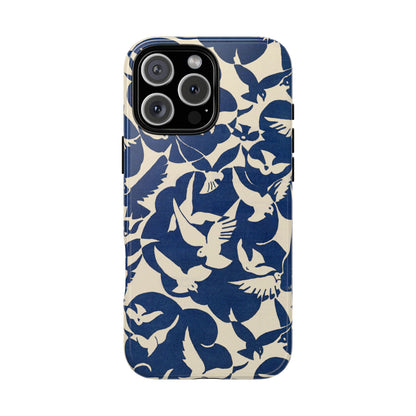 Blue Sky Birds Flying Retro iPhone Case