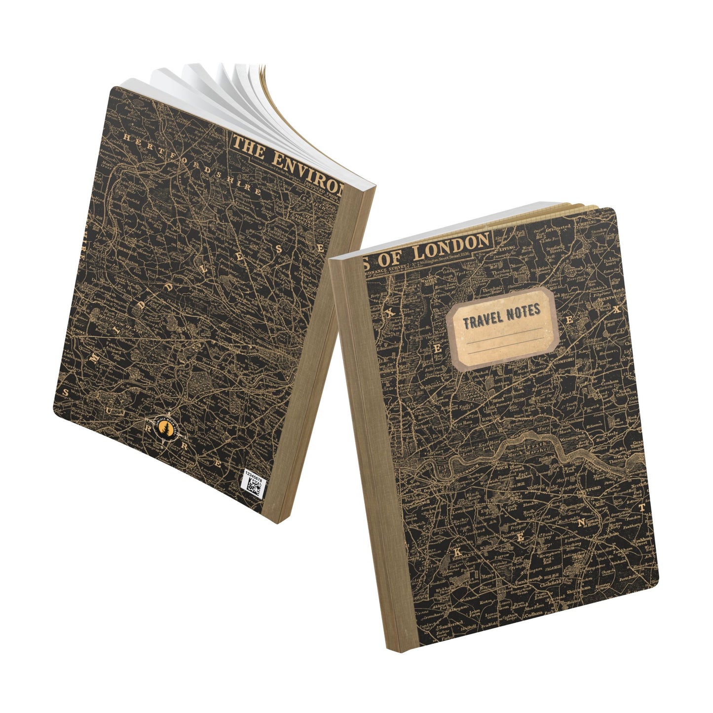 London Vintage Map | Softcover Travel Journal with Inside Illustrations