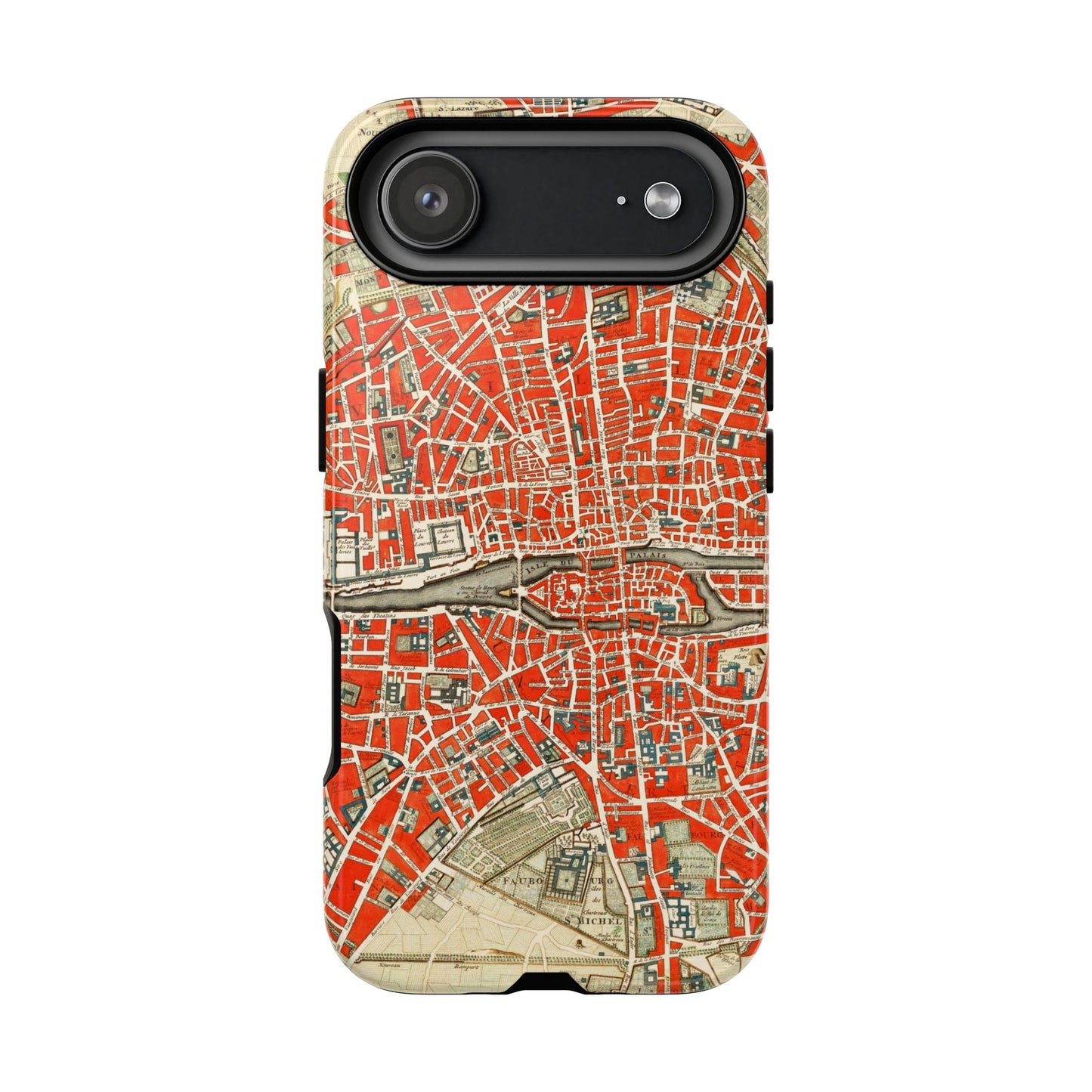 Retro Red Paris Map iPhone Case