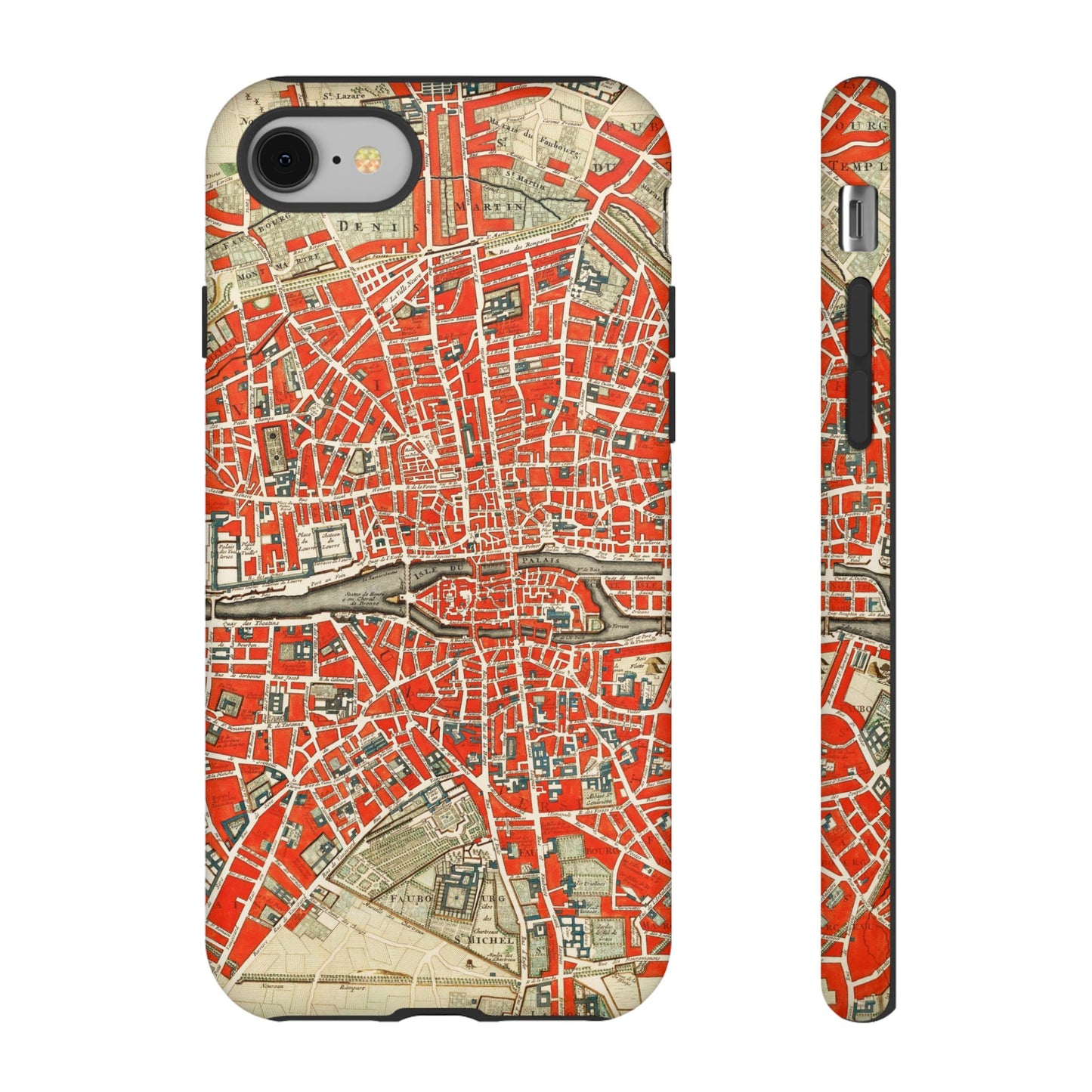 Retro Red Paris Map iPhone Case