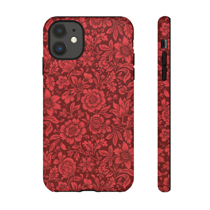 Vintage Crimson Floral Botanical iPhone Case