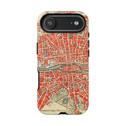 Retro Red Paris Map iPhone Case