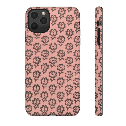 Dutch Pink & Brown Scattered Pattern Floral iPhone Case