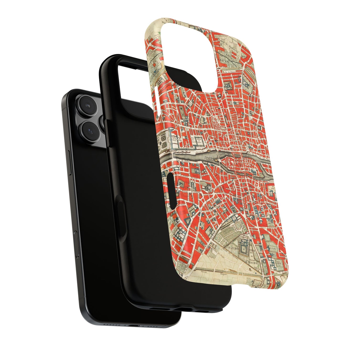 Retro Red Paris Map iPhone Case