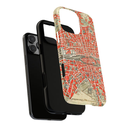 Retro Red Paris Map iPhone Case