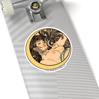 Witch Moon Art Nouveau Sticker (4 sizes)