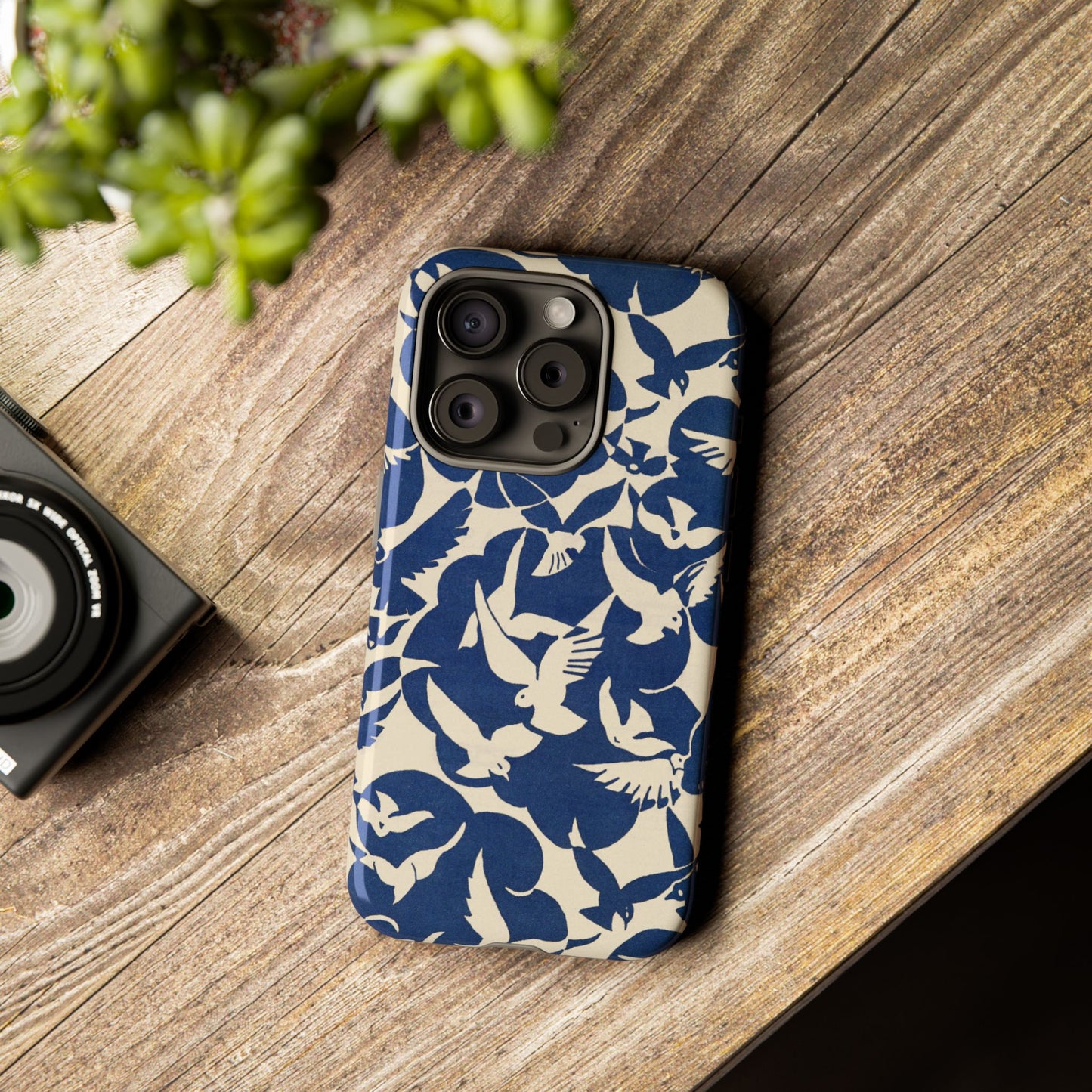 Blue Sky Birds Flying Retro iPhone Case