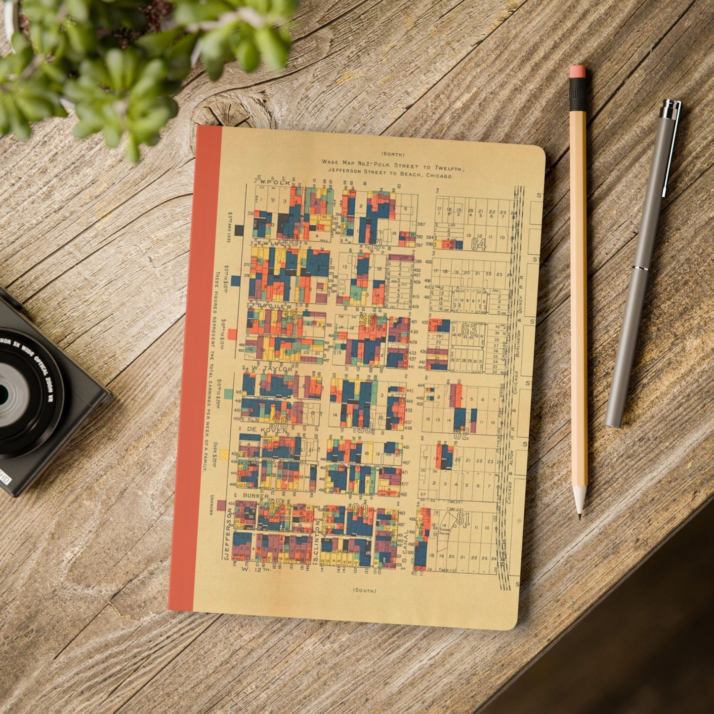 Chicago Vintage Wage Map | Softcover Notebook with Inside Maps