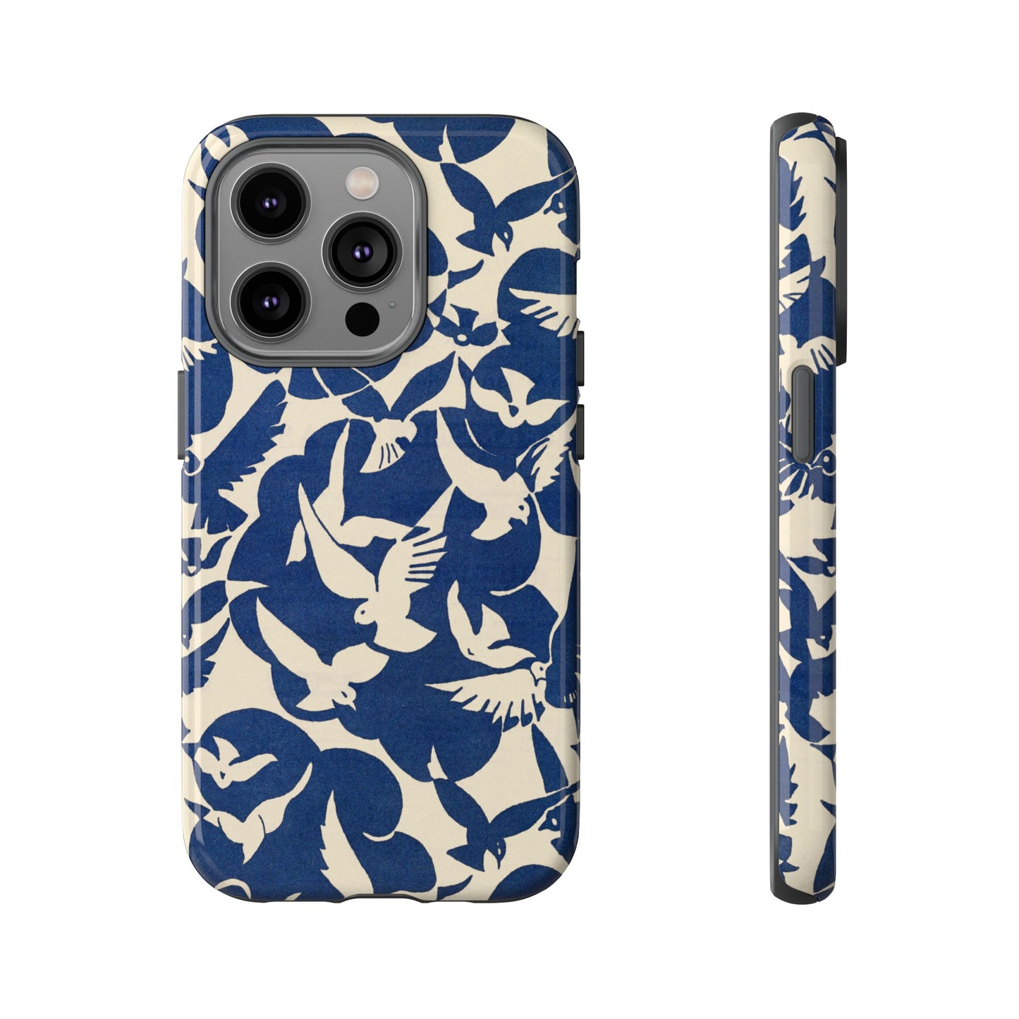 Blue Sky Birds Flying Retro iPhone Case