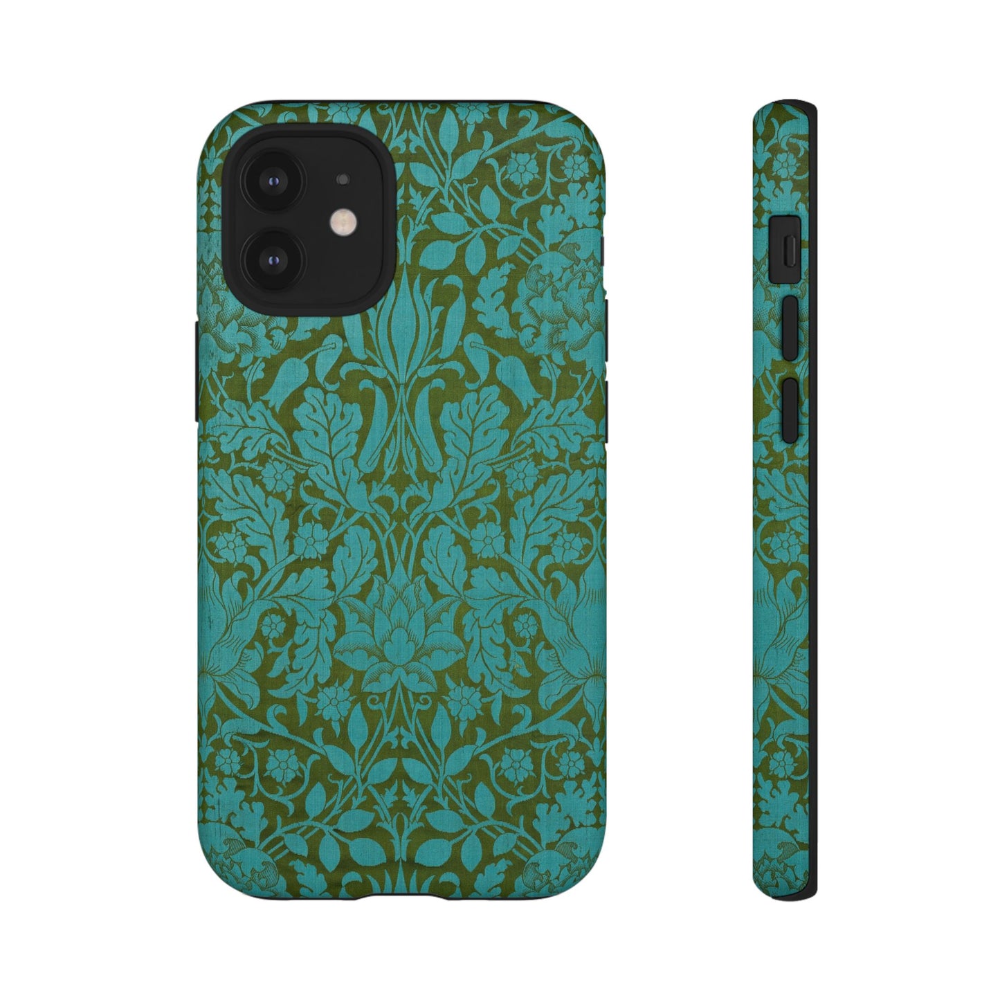 Aqua & Olive Oak Pattern by William Morris iPhone Case