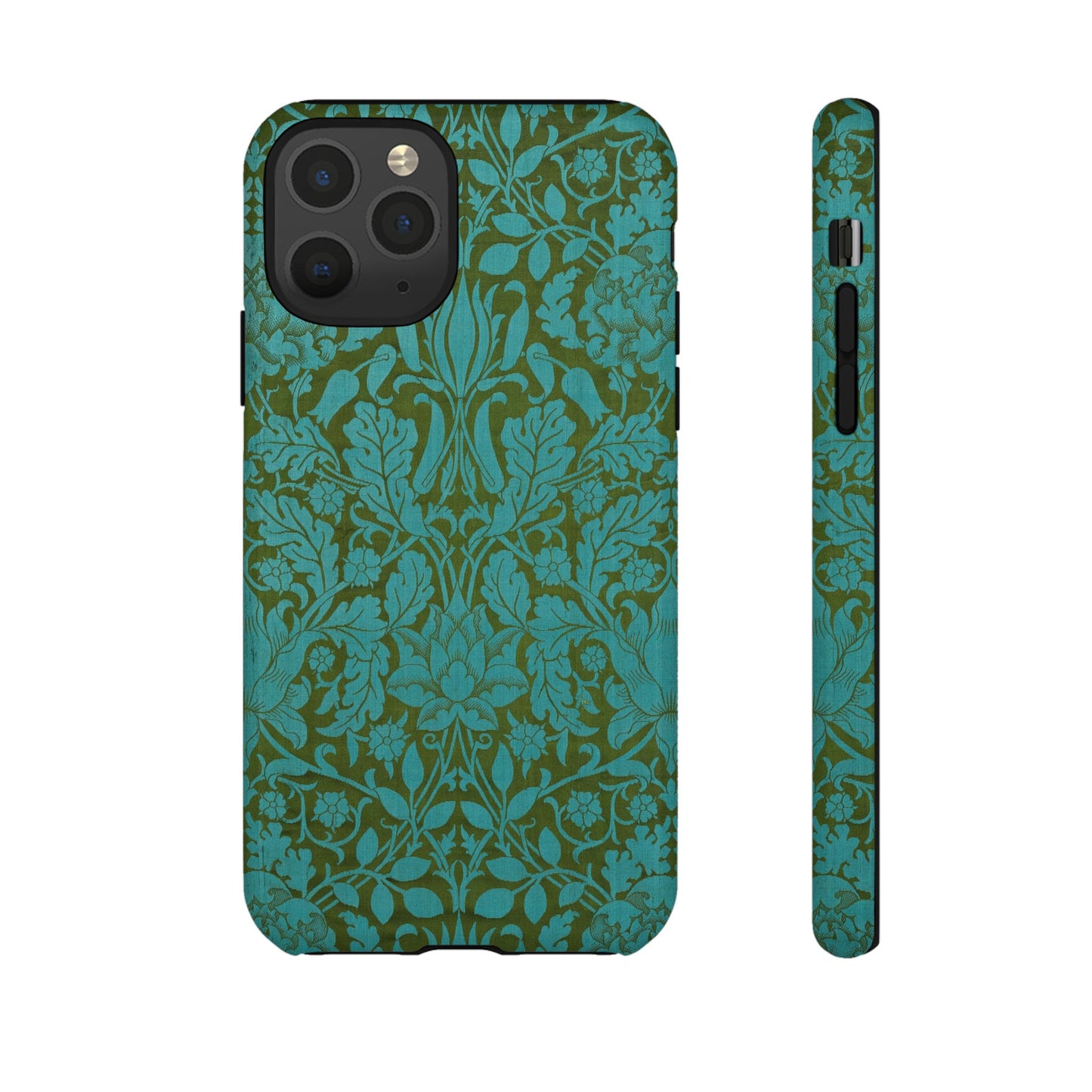 Aqua & Olive Oak Pattern by William Morris iPhone Case