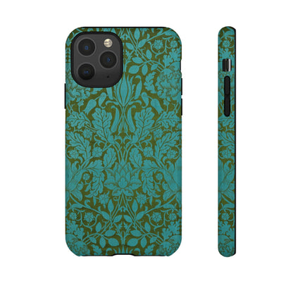Aqua & Olive Oak Pattern by William Morris iPhone Case