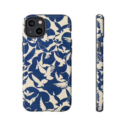 Blue Sky Birds Flying Retro iPhone Case