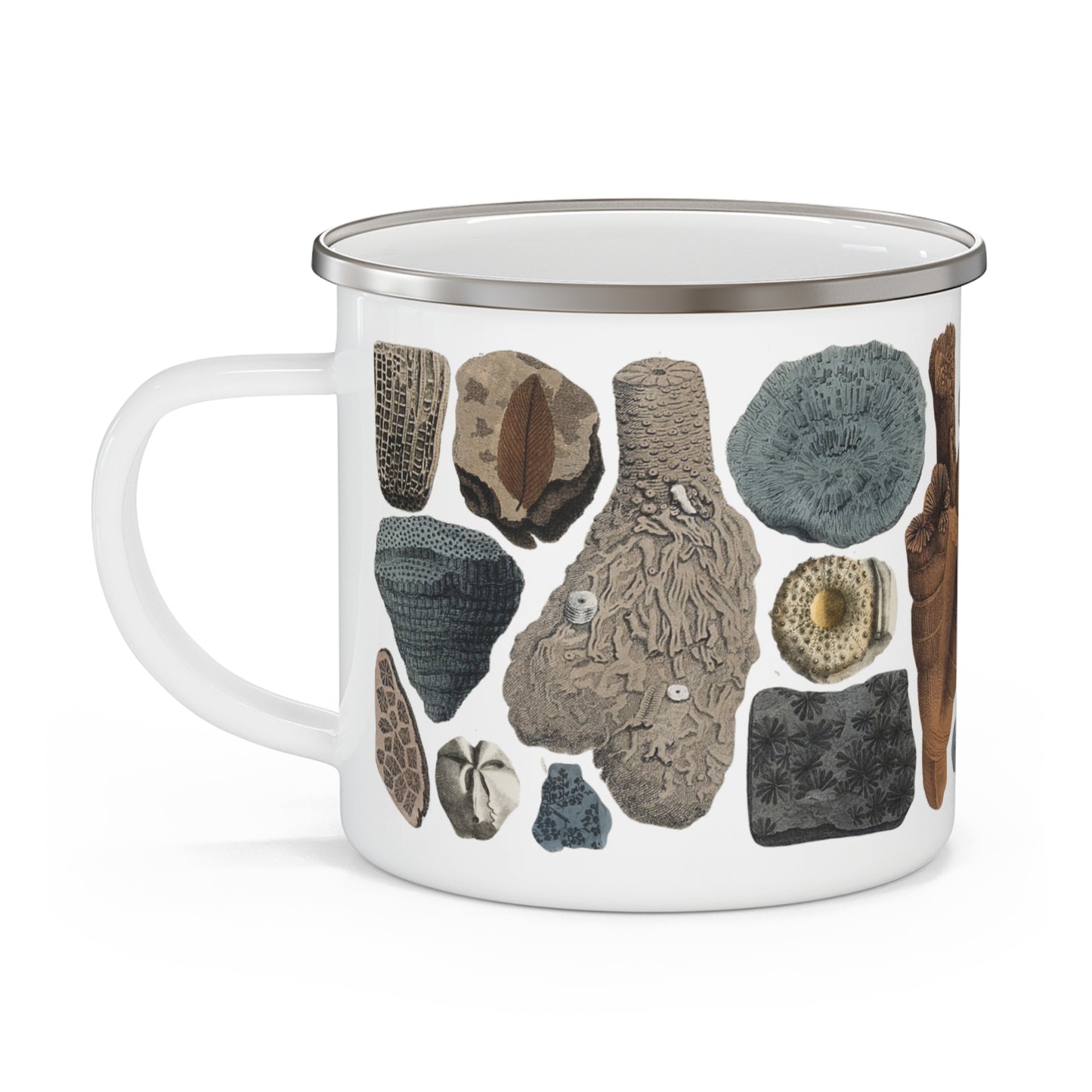 Antique Fossil Art Enamel Camp Mug