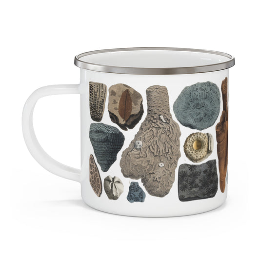 Antique Fossil Art Enamel Camp Mug
