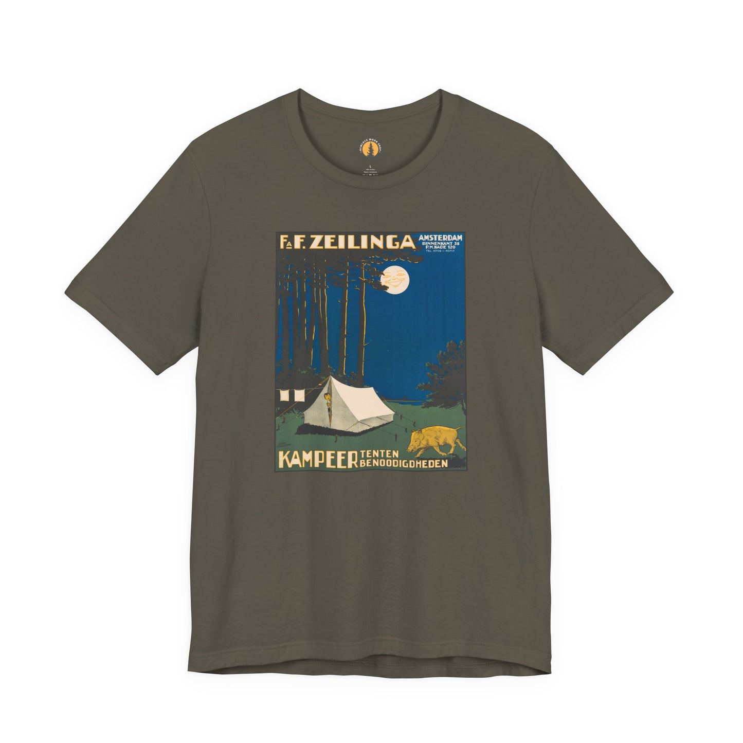 Amsterdam Tent Camping Vintage Tee | Full Moon Forest Adventure