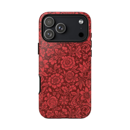 Vintage Crimson Floral Botanical iPhone Case