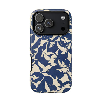 Blue Sky Birds Flying Retro iPhone Case