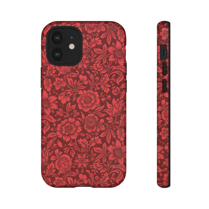 Vintage Crimson Floral Botanical iPhone Case