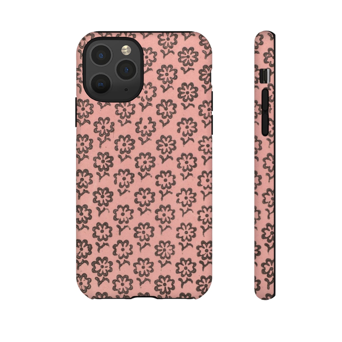 Dutch Pink & Brown Scattered Pattern Floral iPhone Case