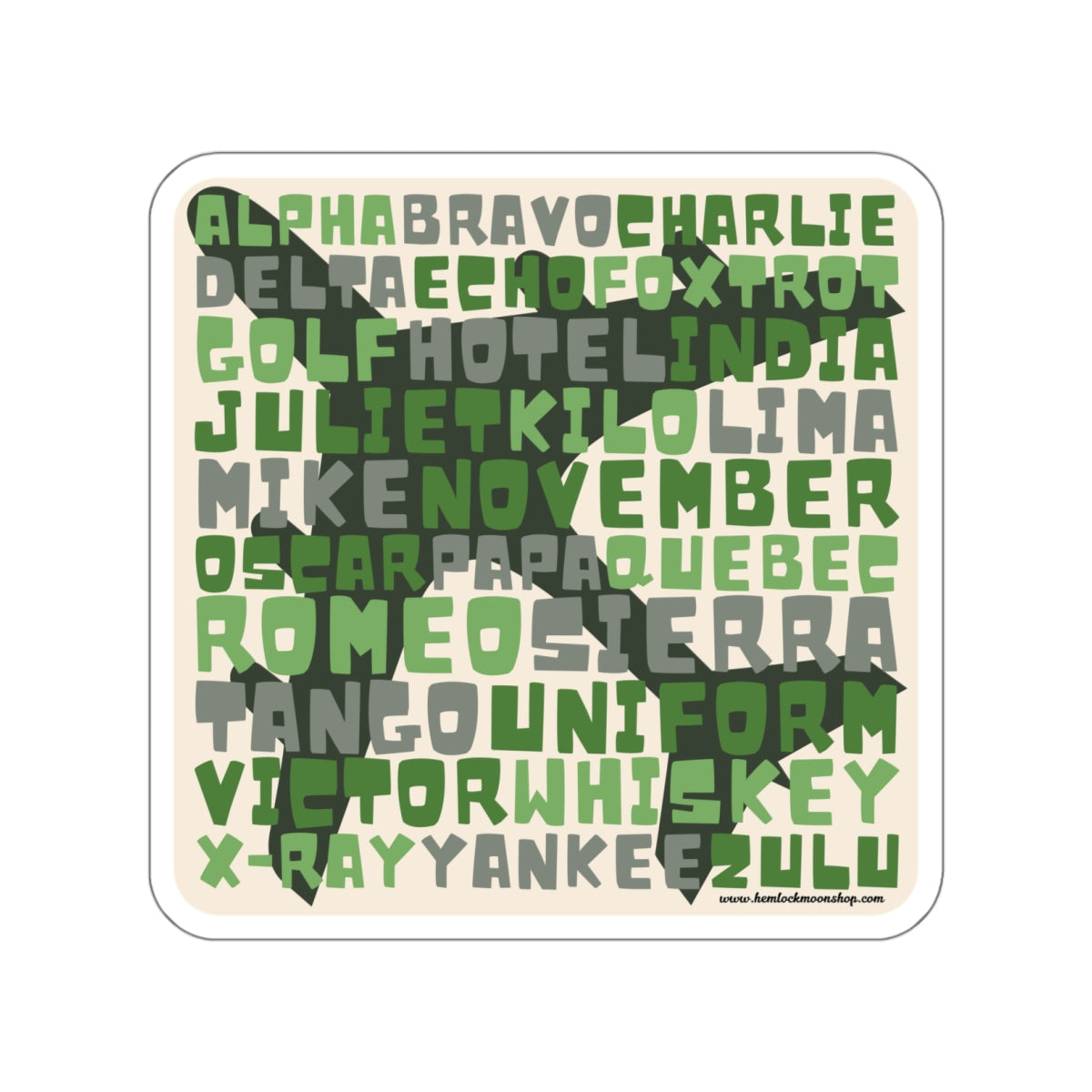 Green Retro Aviation Alphabet Sticker :: All-Weather, Water-Resistant Vinyl (5 sizes)