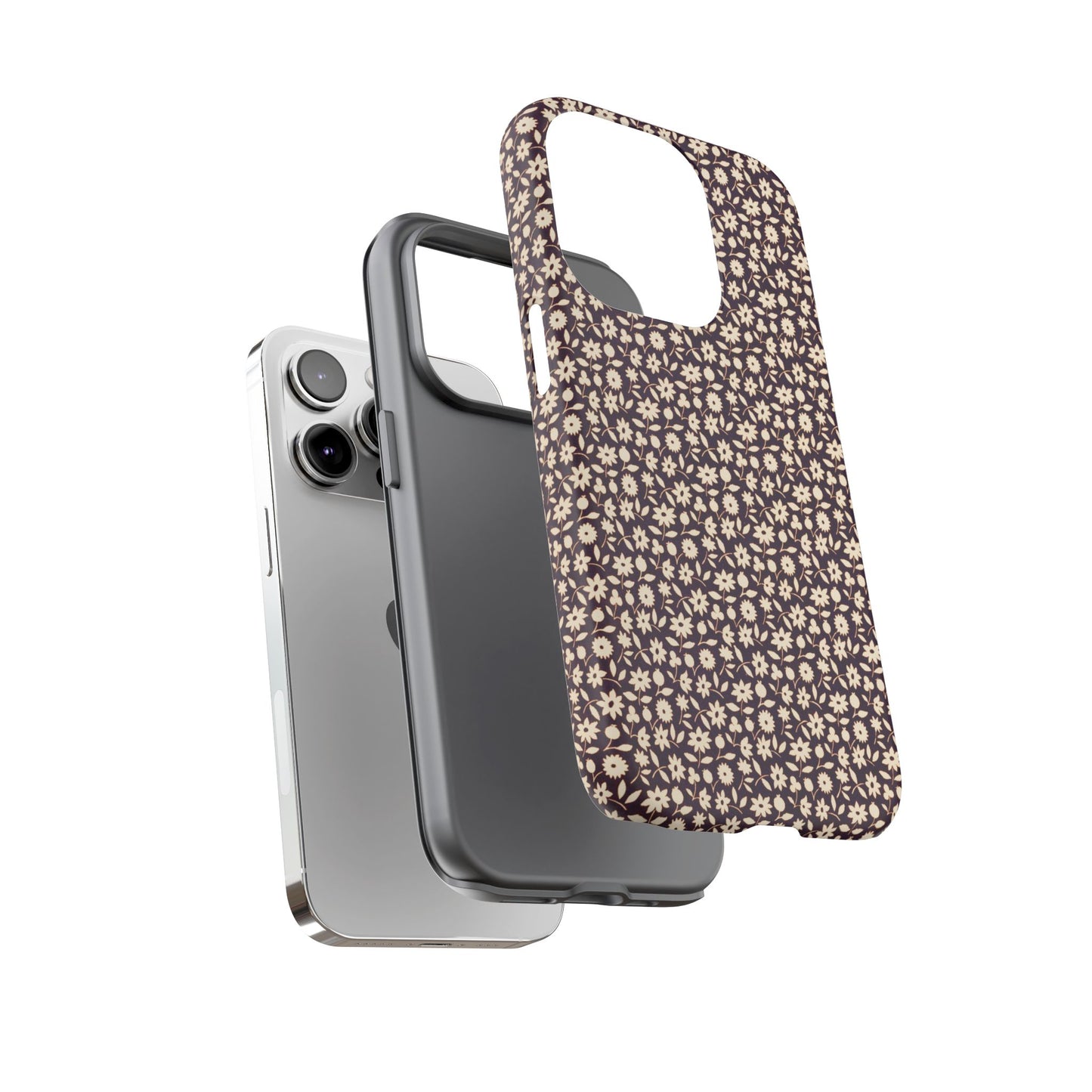 Coffee and Cream Vintage Floral Pattern iPhone Case