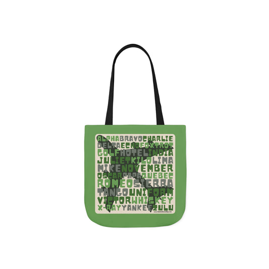 Green Aviation Alphabet Tote Bag (3 sizes)