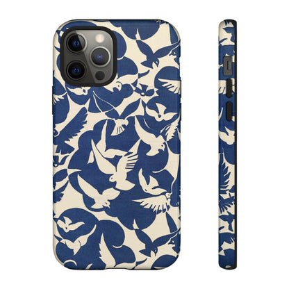 Blue Sky Birds Flying Retro iPhone Case