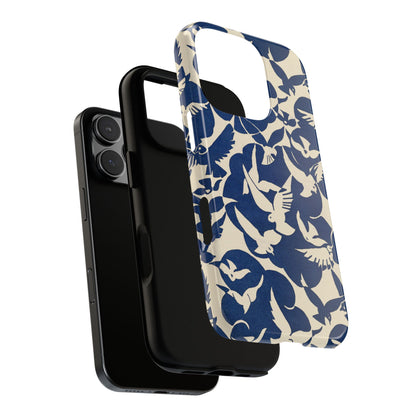 Blue Sky Birds Flying Retro iPhone Case