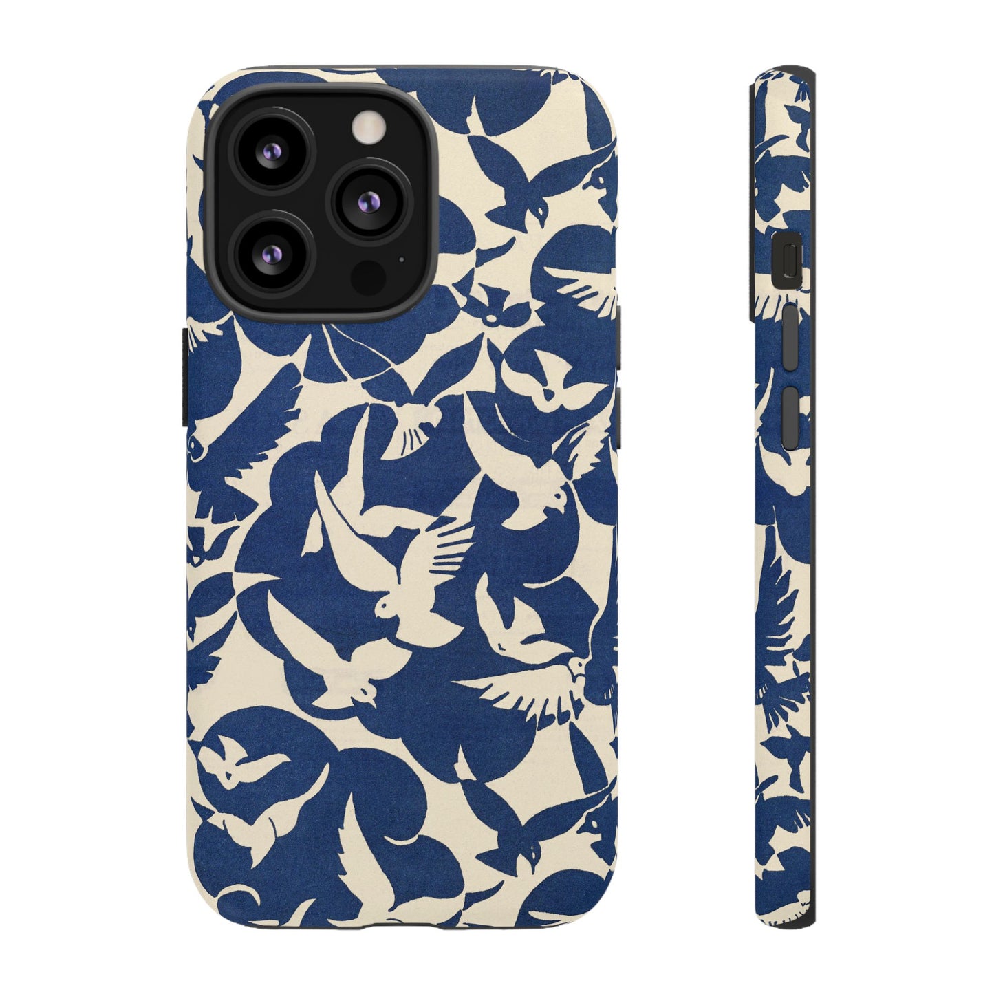 Blue Sky Birds Flying Retro iPhone Case