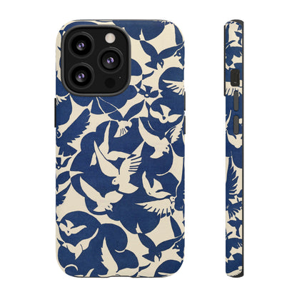 Blue Sky Birds Flying Retro iPhone Case