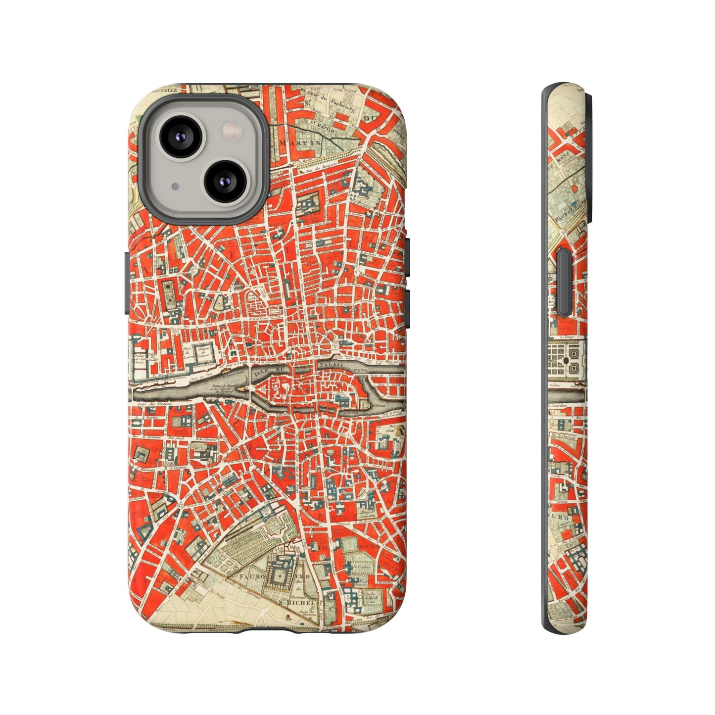 Retro Red Paris Map iPhone Case