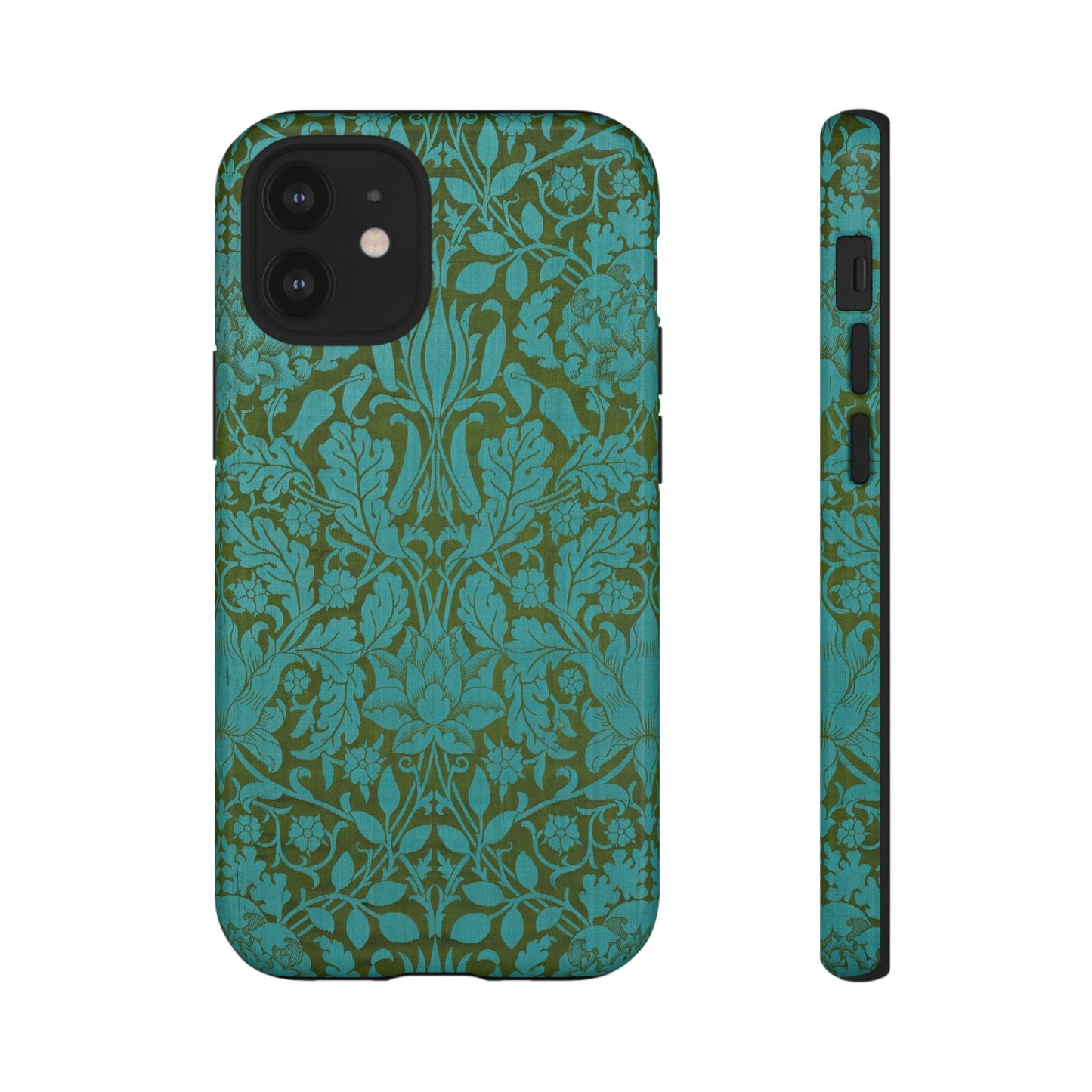 Aqua & Olive Oak Pattern by William Morris iPhone Case